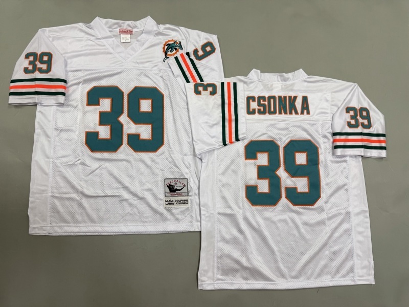 Men 2025 Miami Dolphins #39 Csonka white Throwback Limited NFL Jersey style 001